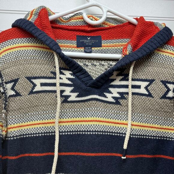 American Eagle Outfitters Aztec Print Exposed Seam Sweater Hoodie Unisex Size XS - Picture 3 of 12